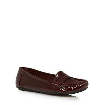 Dark red patent loafers
